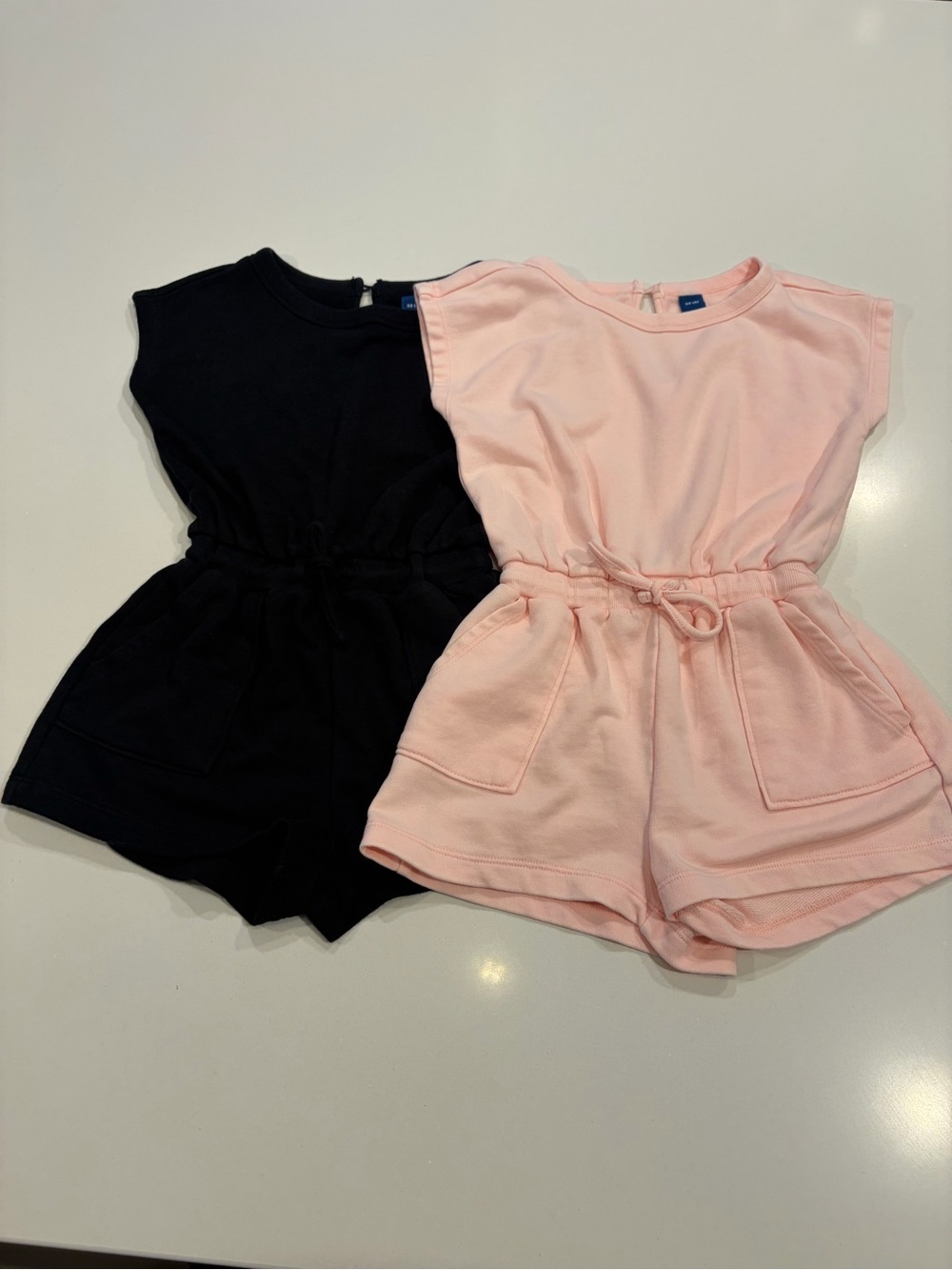 Old Navy Toddler Rompers – Size 5 (XS) – Pink & Black Bundle